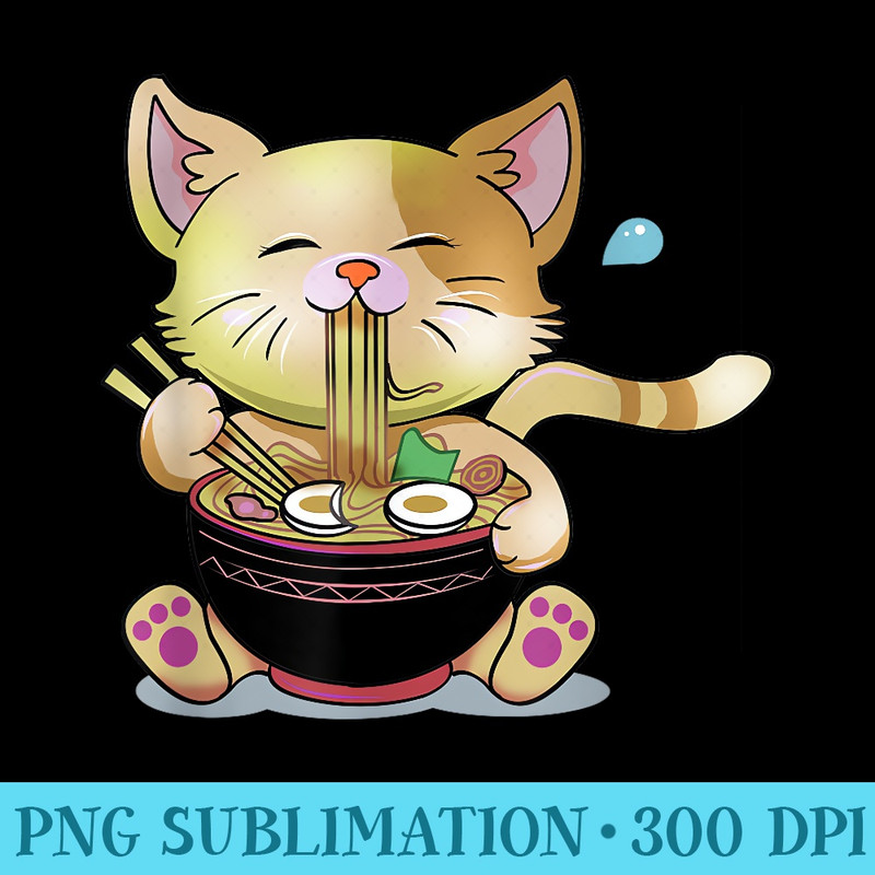 Ramen Noodles Cat Lover Kawaii Japanese Anime - PNG Download Button - Easy-To-Print And User-Friendly Designs