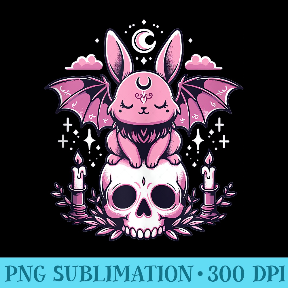 Kawaii Pastel Goth Cute Creepy Bunny Bat Skeleton - PNG Clipart Download - Fashionable and Fearless