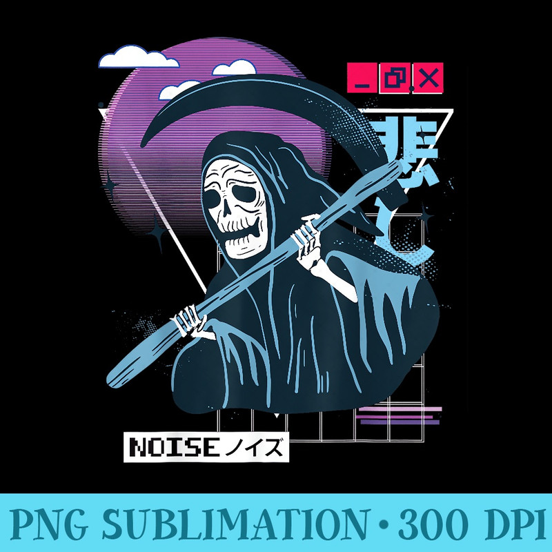 Vaporwave Kawaii Aesthetic Japanese Korean Skeleton - Sublimation templates PNG - Spice Up Your Sublimation Projects