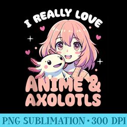 anime girl kawaii axolotl anime lover - modern png designs