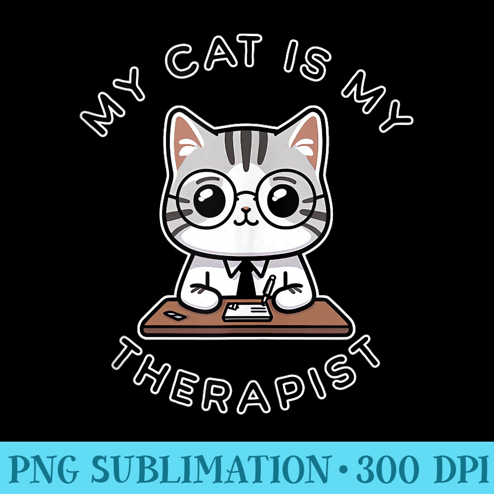 My Cat is my Therapist Kawaii American Shorthair Cat by MCS - High Resolution PNG Designs - Easy-To-Print And User-Friendly Designs