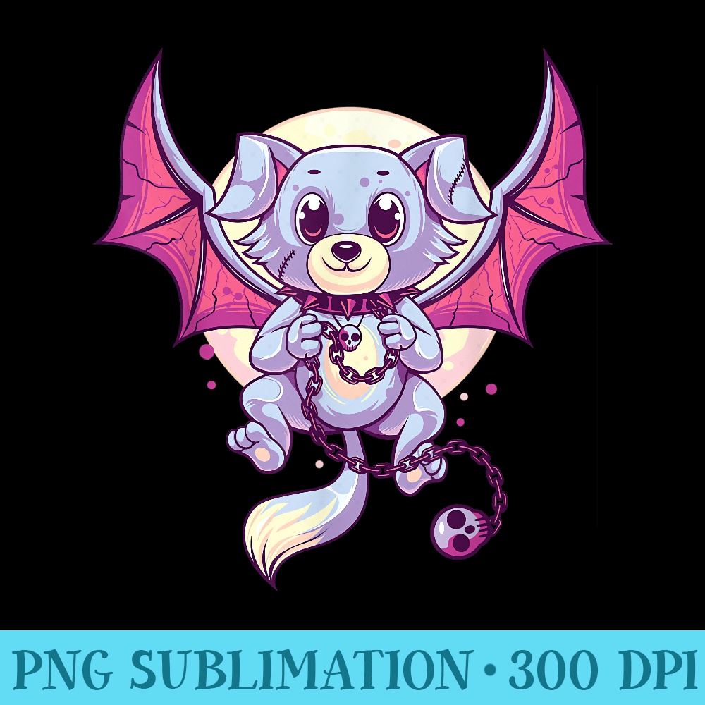 Kawaii Pastel Goth Cute Creepy Bat Dog Menhera Occult Goth - Download PNG Pictures - Instant Access To Downloadable Files