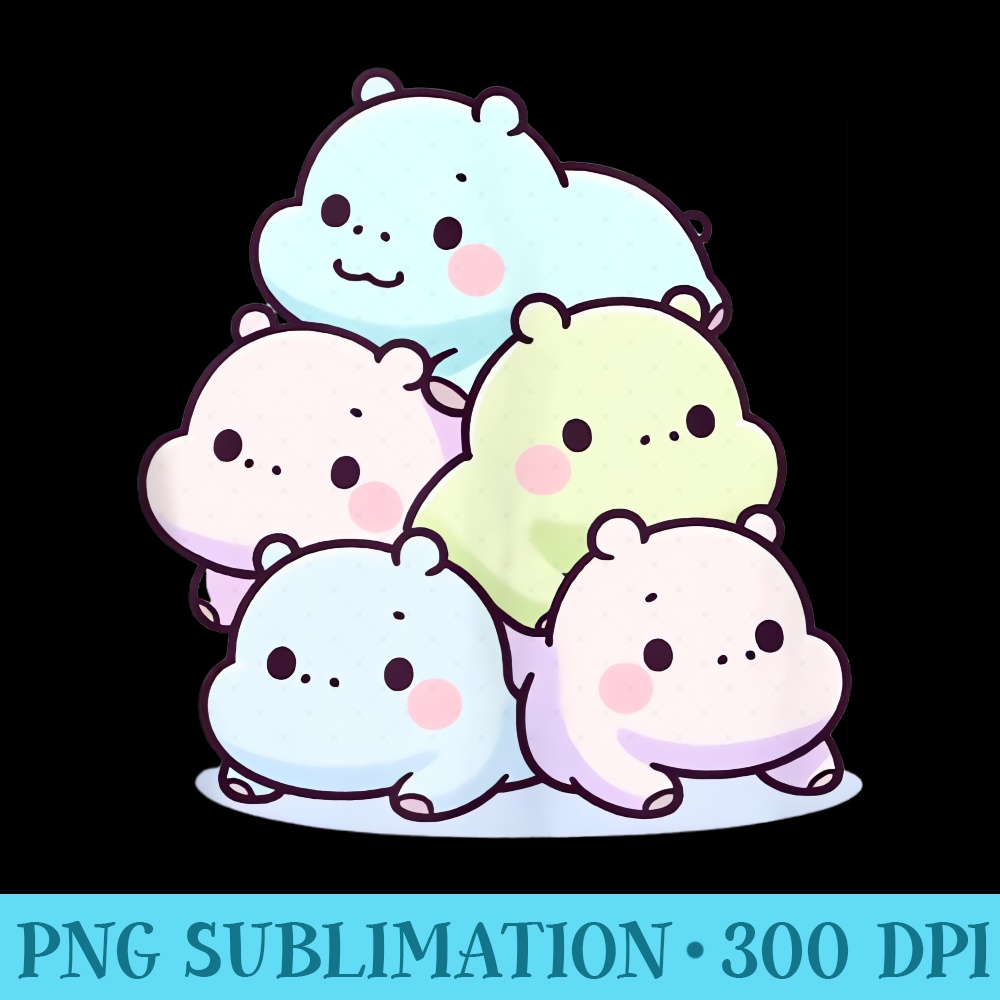 Kawaii Pastel Anime Hippo s Mens - High Quality PNG files - Premium Quality PNG Artwork