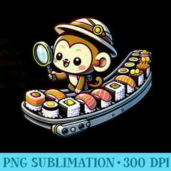 monkey kawaii the factor sushi japanese food - digital png artwork