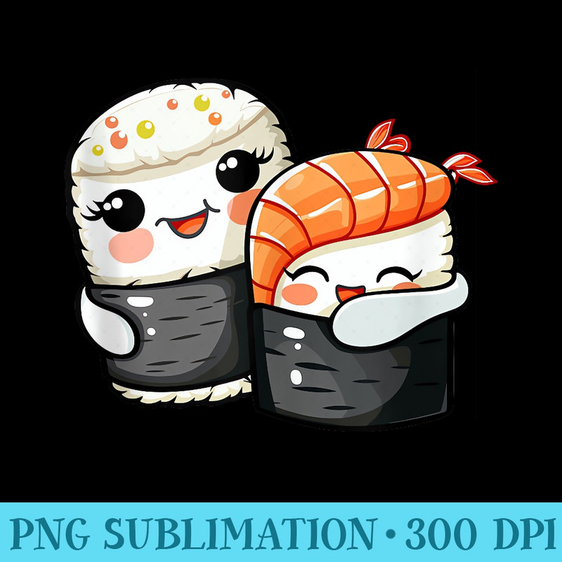 Kawaii Graphic Japanese Food Anime Manga Otaku Happy Sushi - Printable PNG Graphics - Perfect for Sublimation Art