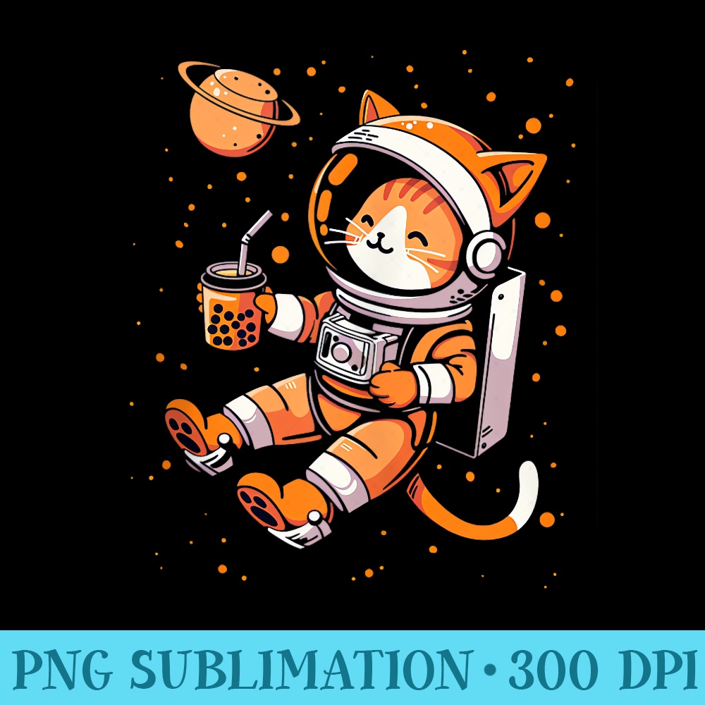 Space Kawaii Kitty Astronaut Bubble Boba Tea Anime Girls - Exclusive PNG designs - Fashionable and Fearless