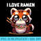 Kawaiistyle Tanuki Eating Ramen with Chopsticks - Shirt Clipart Free PNG - Vibrant and Eye-Catching Typography