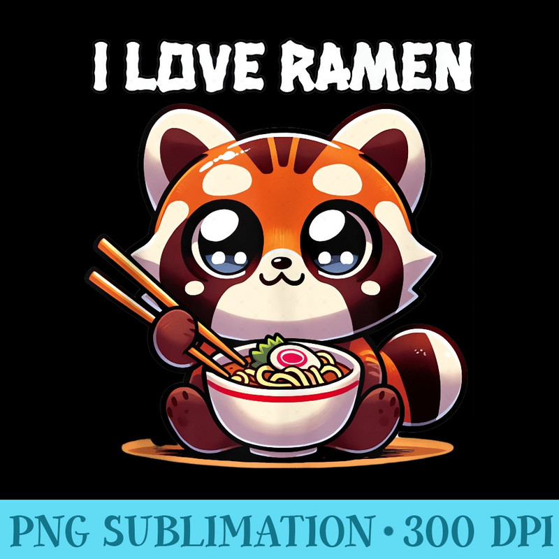 Kawaiistyle Tanuki Eating Ramen with Chopsticks - Shirt Clipart Free PNG - Vibrant and Eye-Catching Typography