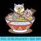 Kawaii Cats Anime Japanese Ramen Noodles - Transparent Shirt Design - Defying the Norms