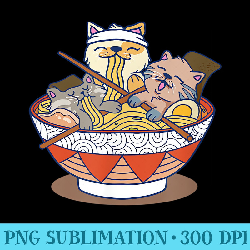 Kawaii Cats Anime Japanese Ramen Noodles - Transparent Shirt Design - Defying the Norms