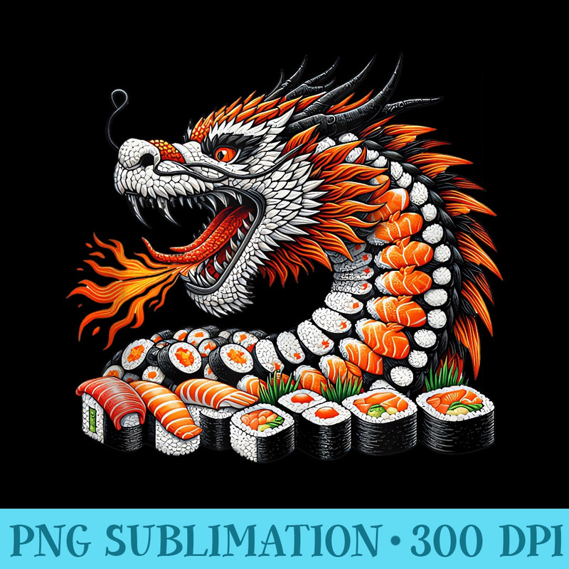 Sushi Dragon Roll Kawaii Graphic Japanese Food Anime Manga - Download High Resolution PNG - High Resolution And Print-Ready Designs