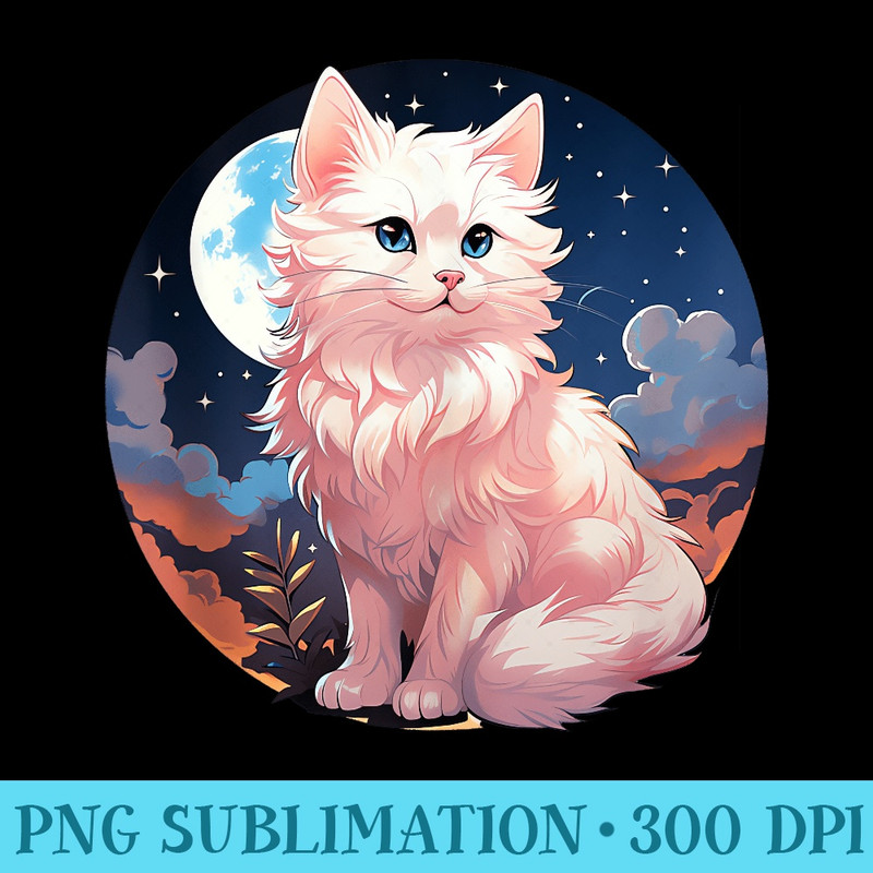 Turkish Angora Cat Anime Chibi Kawaii Japanese Funny Design - Modern PNG designs - High Resolution And Print-Ready Designs