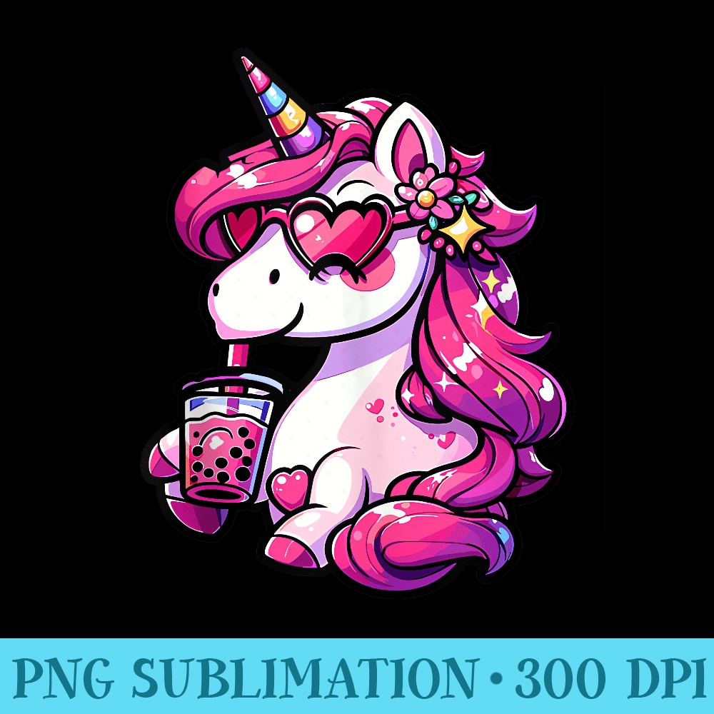 Unicorn Glasses kawaii Bubble Tea Anime Kawaii Milk tea - PNG Download High Quality - Transform Your Sublimation Creations