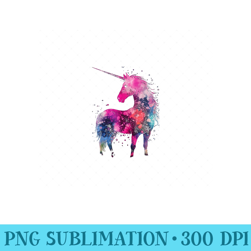 Tie-Dye Unicorn Colorful Pink Horse Silhouette Magical - PNG design downloads - Perfect for Sublimation Mastery