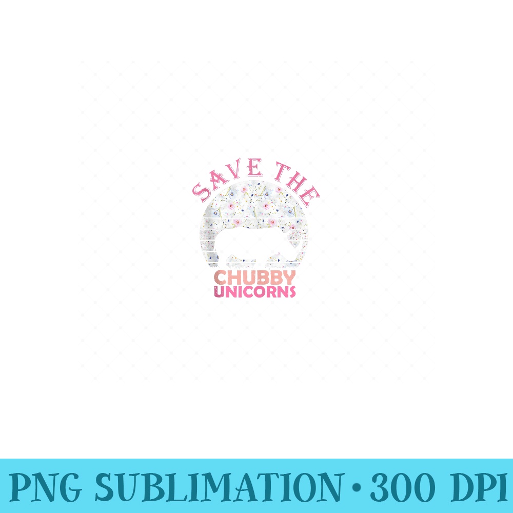 Floral Rhino gift for Girls Women - Save The Chubby Unicorns - Unique PNG Artwork - Unique And Exclusive Designs