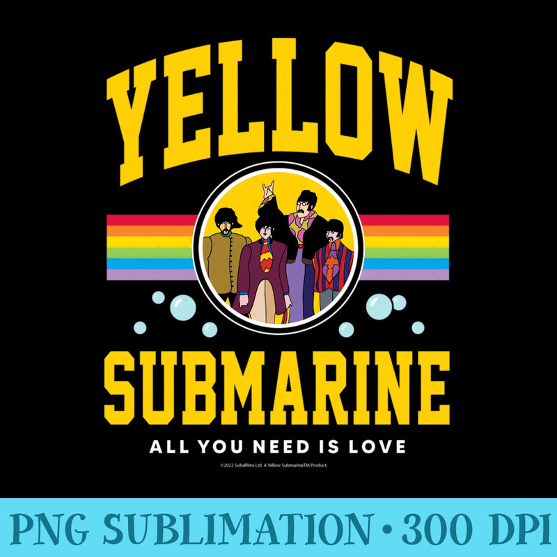The Beatles - Yellow Submarine All You Need Is Love - Exclusive PNG designs - Stunning Sublimation Graphics