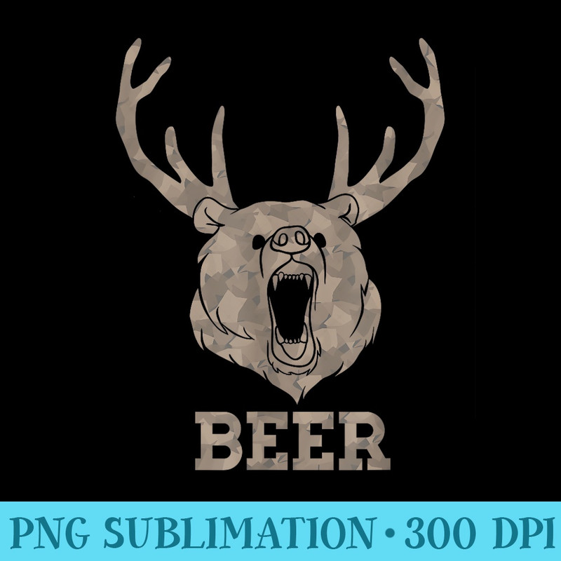 Bear Deer Beer Drinking Camo Antlers Hunting Camping - PNG design assets - Defying the Norms