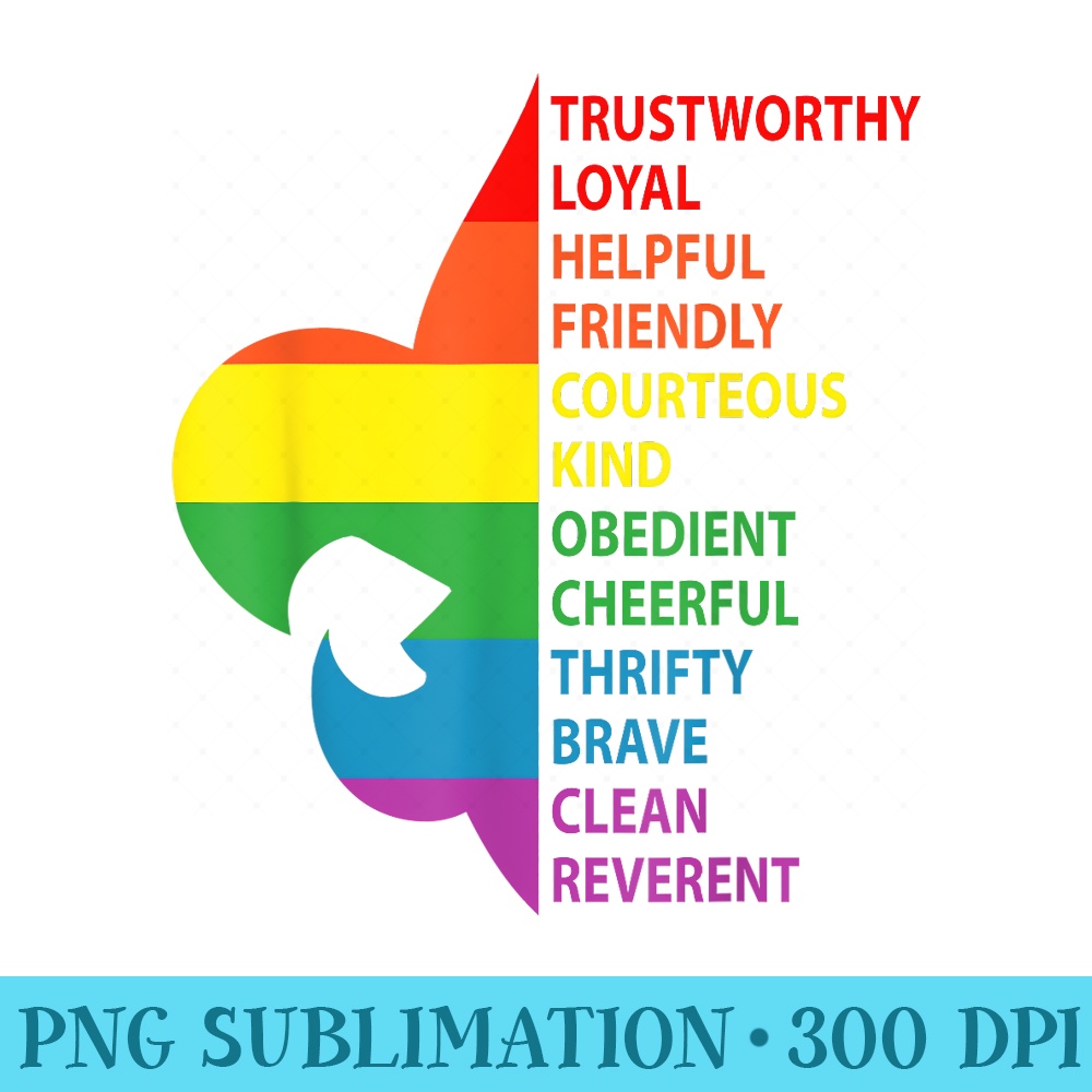 Cute Rainbow Style Scouting Law - Unique Sublimation patterns - Premium Quality PNG Artwork
