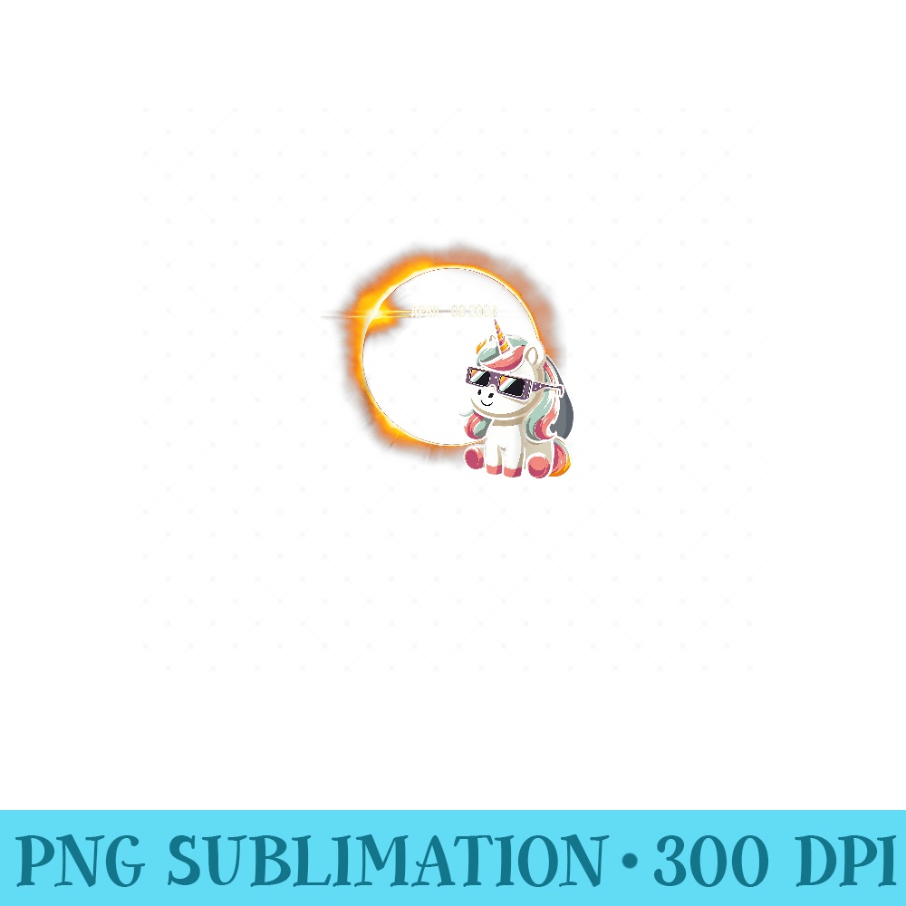 Solar Eclipse 2024 Total Eclipse April 8th 24 Unicorn Girls - Ready To Print PNG Designs - Boost Your Success with this Inspirational PNG Download