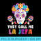 Womens They Call Me La JeFa, Graphic Skull With Flower,Mother Day - PNG Clipart - Vibrant and Eye-Catching Typography