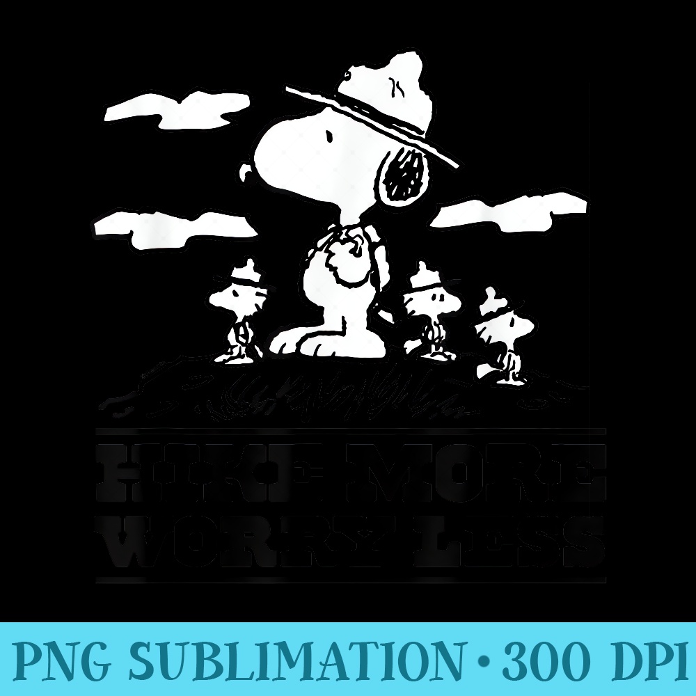 Peanuts - Snoopy & Woodstock Hike More Worry Less - PNG Download - Bring Your Designs to Life