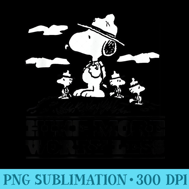 Peanuts - Snoopy & Woodstock Hike More Worry Less - PNG Download - Bring Your Designs to Life