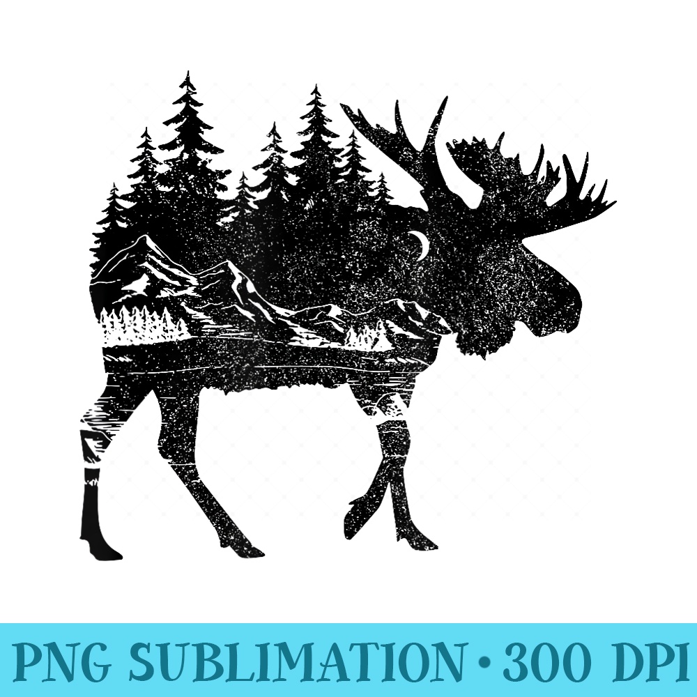 Moose Nature Alaska Hiking Fishing Camping Hunting - Mug Sublimation PNG - Fashionable and Fearless