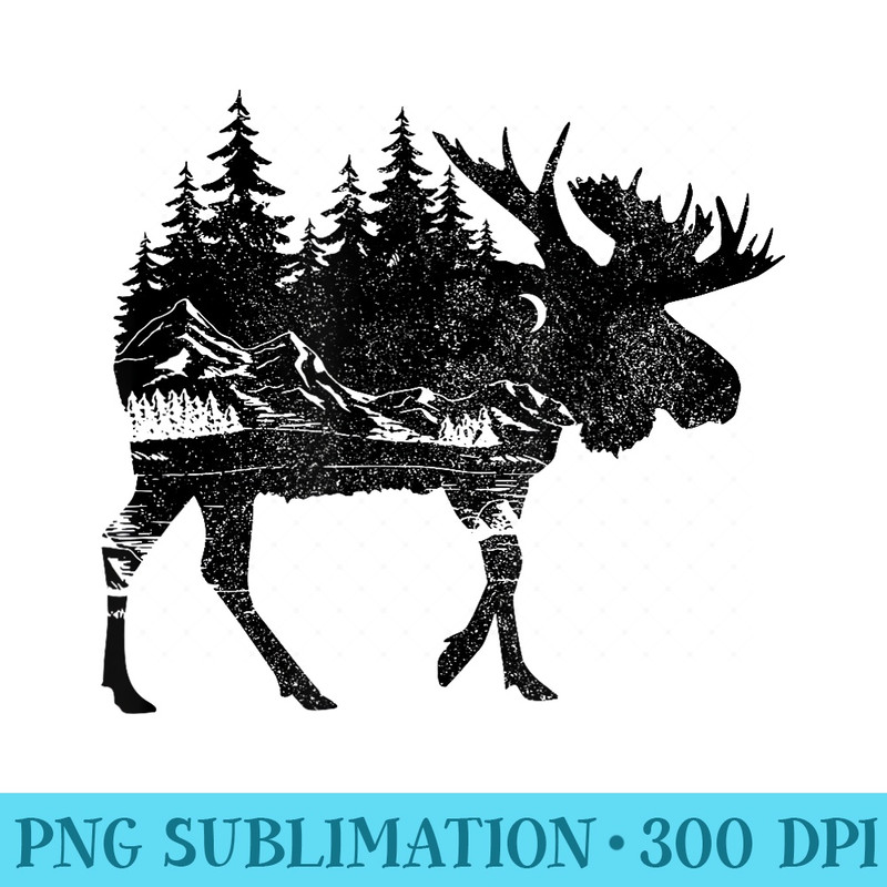 Moose Nature Alaska Hiking Fishing Camping Hunting - Mug Sublimation PNG - Fashionable and Fearless