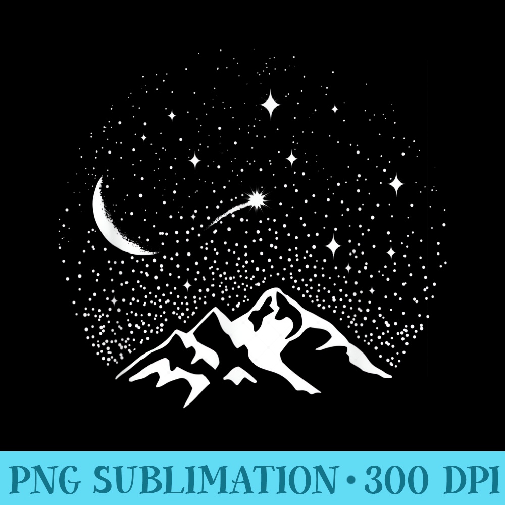 Starry Night Sky Over Mountains Nature Outdoor Lover - Unique Sublimation patterns - Unleash Your Creativity