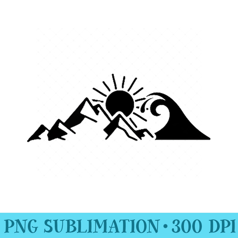 Mountain Sun Wave Nature Hiking Surf Surfer Hiker Outdoor - PNG design assets - Perfect for Personalization