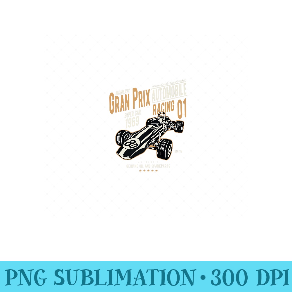 Grand Prix Racing 1969 Vintage Car Racing Fan Premium - Digital PNG Downloads - Premium Quality PNG Artwork