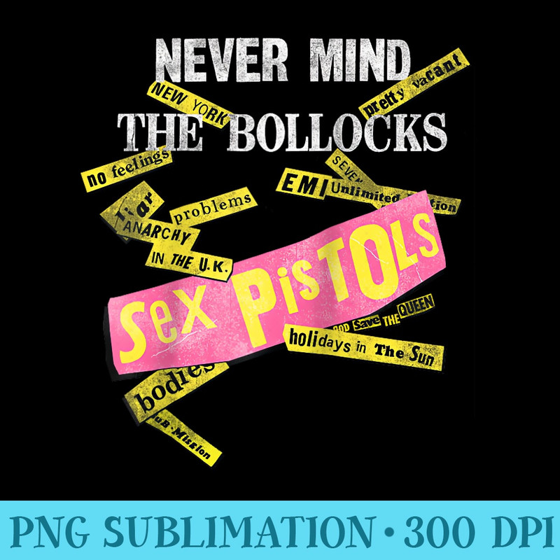 Sex Pistols Official Never Mind The Bollocks Tabs Raglan Baseball - Unique PNG Artwork - Revolutionize Your Designs