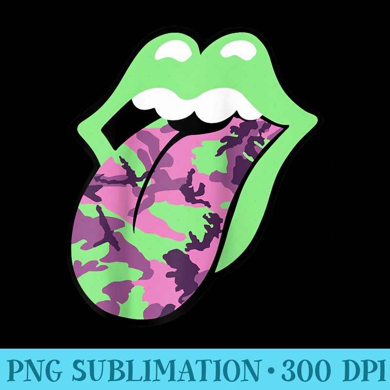 Official Rolling Stones Pink Camo Tongue Raglan Baseball - Printable PNG Images - Vibrant and Eye-Catching Typography