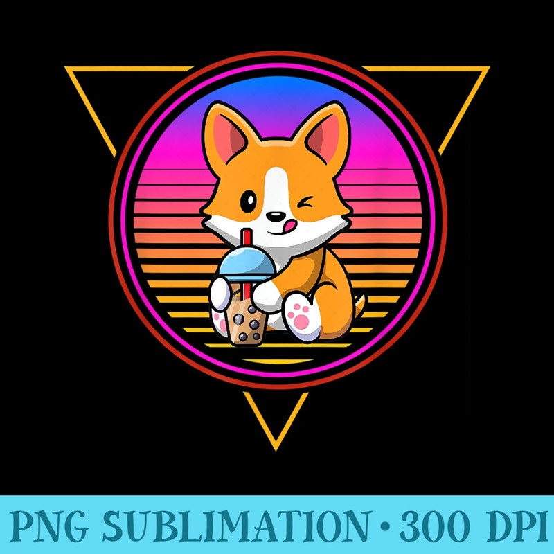 Kawaii Corgi Dog Graphic Bubble Tea Cute Boba Milk Tea Lover - PNG Download Icon - High Resolution And Print-Ready Designs