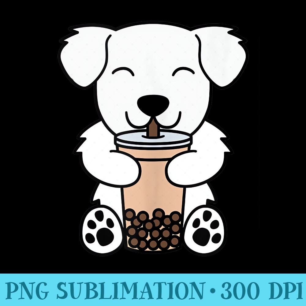 Bubble Milk Tea Great Pyrenees Boba Dog - PNG Download Website - Perfect for Sublimation Mastery