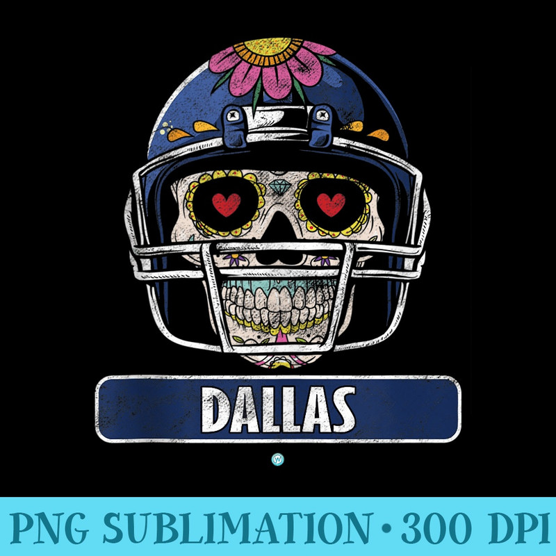 Dallas Football Helmet Sugar Skull - PNG Download High Quality - Spice Up Your Sublimation Projects