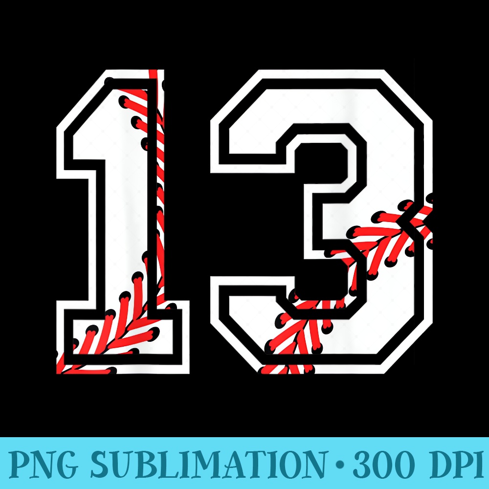 Baseball Number 13 Back for player team gift - PNG Clipart Download - Unique And Exclusive Designs