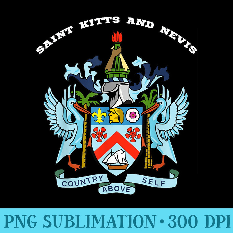 Saint Kitts and Nevis Tshirt Coat of arms Flag souvenir - High Resolution PNG Download - Eco Friendly And Sustainable Digital Products