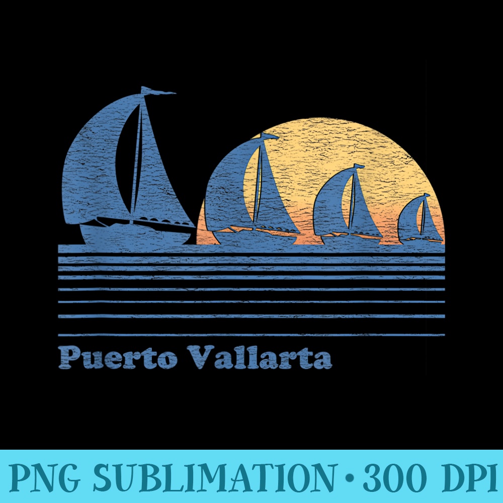 Puerto Vallarta Mexico Sailboat T Vintage 80s - Shirt Graphic Resources - Perfect for Sublimation Mastery