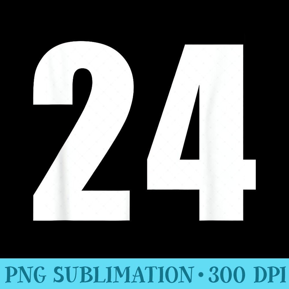 Sports Number 24 Baseball Football Soccer Basketball - PNG Download - Bold & Eye-catching