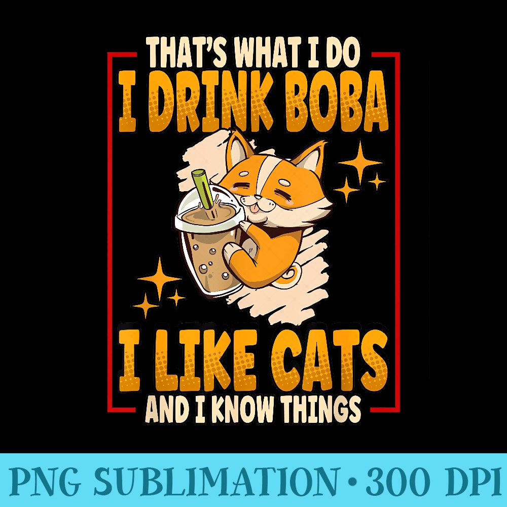 Cat Boba Tea Bubble Tea - Transparent Shirt Clip Art - Premium Quality PNG Artwork