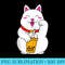 Maneki Neko Lucky Cat Boba Tea Bubble Tea Anime Kawaii Neko - High Quality PNG Download - Easy-To-Print And User-Friendly Designs