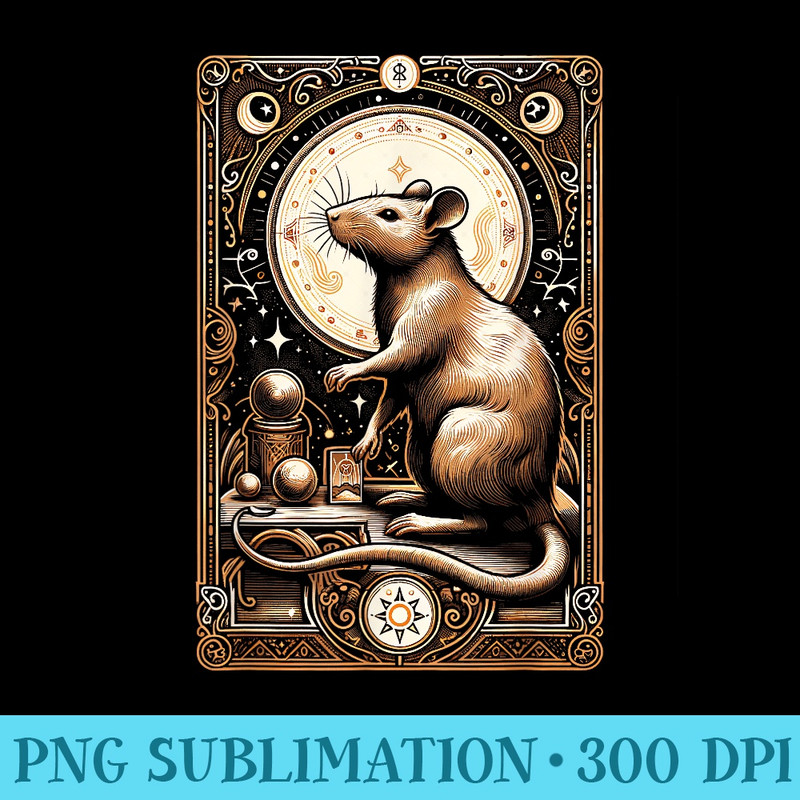 Classic Rat Tarot Card Distressed Art Rats Card Lover Animal - Unique Sublimation PNG Download - Unleash Your Creativity