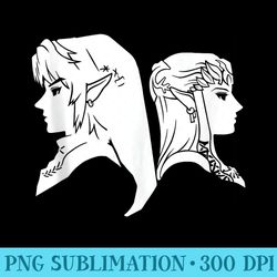 nintendo zelda link & princess profile - shirt print png