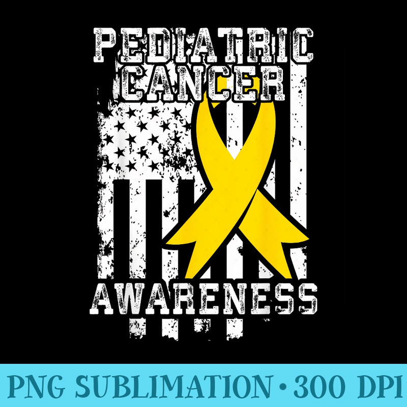 American Flag T Pediatric Cancer Awareness - PNG Download Artwork - Perfect for Sublimation Art