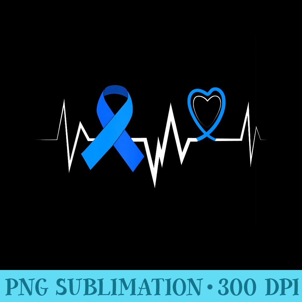 Heartbeat Colorectal Ribbon Colon Cancer Awareness - Download PNG Pictures - High Resolution And Print-Ready Designs