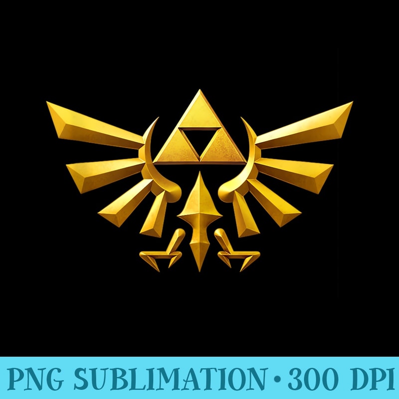 Nintendo Zelda Hyrule Crest Golden Triforce - Printable PNG Images - Versatile And Customizable Designs