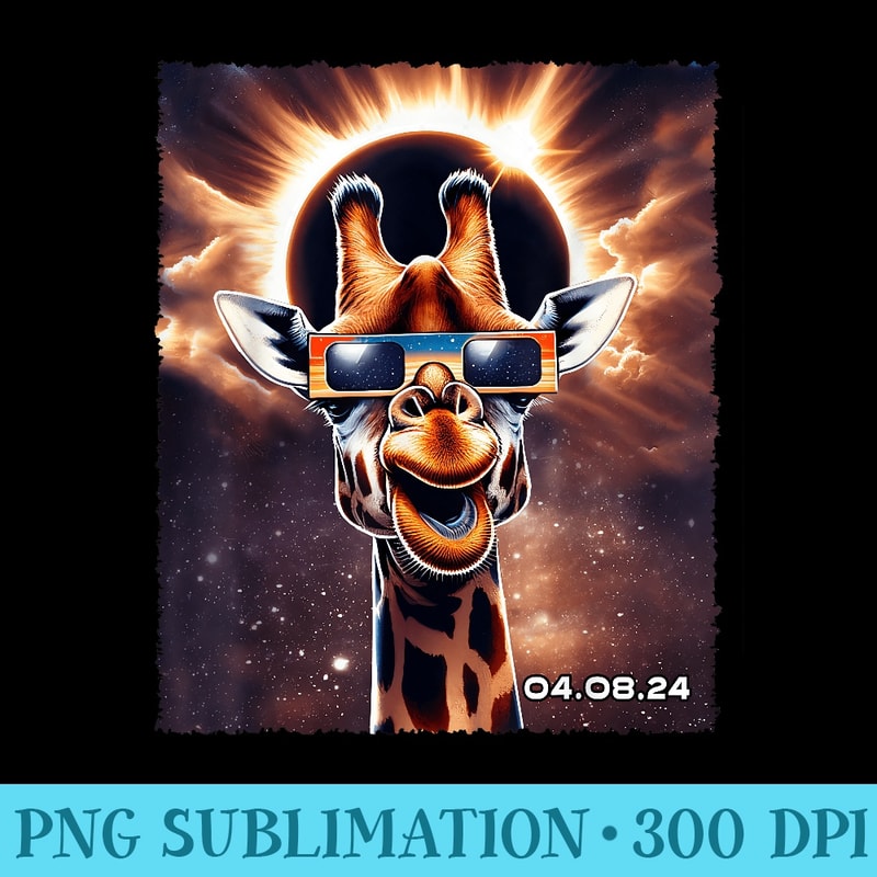 Lovely The Giraffe Solar Eclipse Cartoon Funny Animal Lovers - Download PNG Files - Defying the Norms