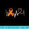 Heartbeat Orange Ribbon ney Cancer Awareness - Shirt Graphics for Download - Enhance Your Apparel with Stunning Detail