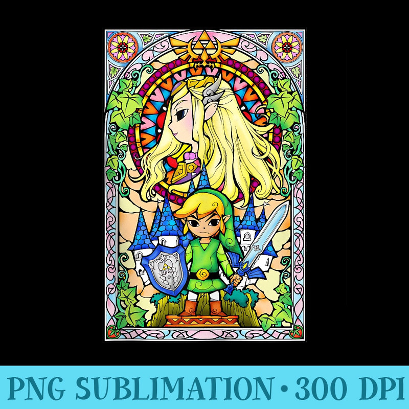 Legend Of Zelda Wind Waker Stained Glass - Shirt Vector Illustration - Perfect for Personalization